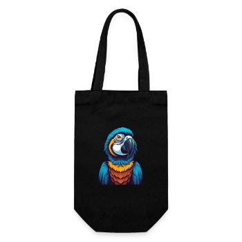 Parrot Colorful Kawaii Cartoon Character Clipart - Gift Bag for Bottles - black - Front