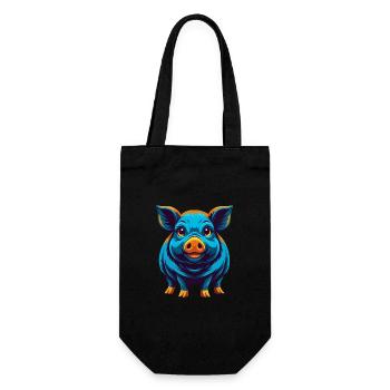 Schwein Bunte Kawaii Cartoon Figur Clipart - Geschenkbeutel für Flaschen - Schwarz - Vorne