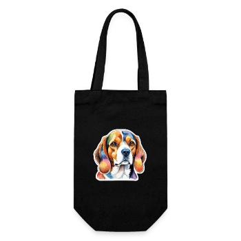 Beagle Watercolors - Gift Bag for Bottles - black - Front