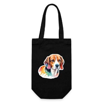 Beagle Watercolors - Gift Bag for Bottles - black - Front
