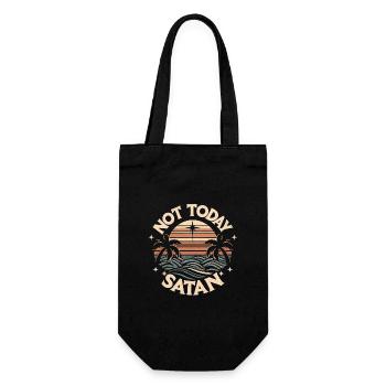 Nicht heute Satan: Retro Beach Vibes Humor - Geschenkbeutel für Flaschen - Schwarz - Vorne