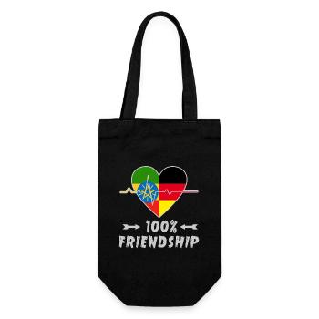 Äthiopien und Deutschland 100% Freundschaft - Geschenkbeutel für Flaschen - Schwarz - Vorne