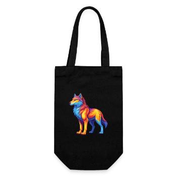 Arctic Wolf Colorful Kawaii Cartoon Character - Gift Bag for Bottles - black - Front