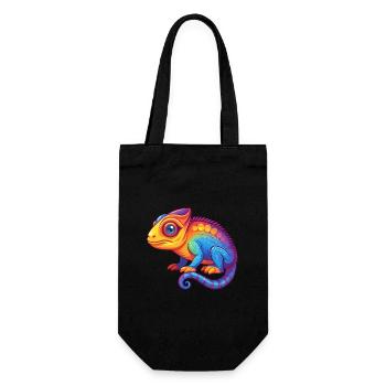 Chameleon Colorful Kawaii Cartoon Character Animal - Gift Bag for Bottles - black - Front