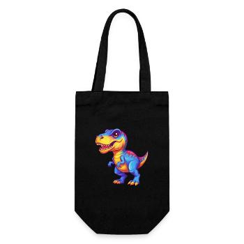 dinosaure coloré kawaii personnage de dessin animé clipart - Sac à bouteille - noir - Devant