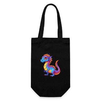 basilic coloré kawaii personnage de dessin animé clipart - Sac à bouteille - noir - Devant