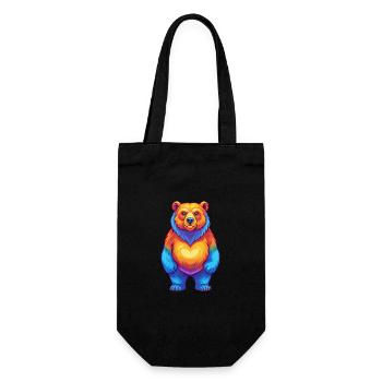 Bear Colorful Kawaii Cartoon Character Clipart - Gift Bag for Bottles - black - Front