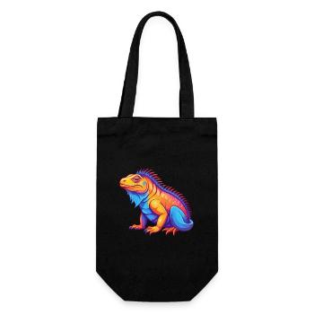 Iguana Colorful Kawaii Cartoon Character Clipart - Gift Bag for Bottles - black - Front