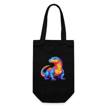 Komodowaran Bunte Kawaii Zeichentrickfigur - Geschenkbeutel für Flaschen - Schwarz - Vorne