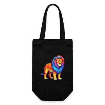 Lion coloré Kawaii Dessin animé Personnage Clipart - Sac à bouteille - noir - Devant