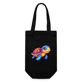 Turtle Colorful Kawaii Cartoon Character Clipart - Gift Bag for Bottles - black - Front