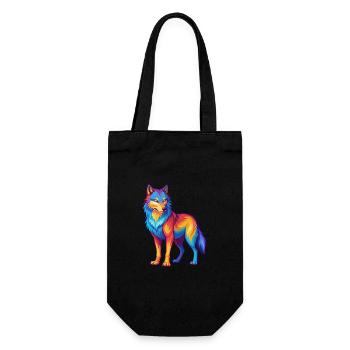 Wolf Colorful Kawaii Cartoon Character Clipart - Gift Bag for Bottles - black - Front