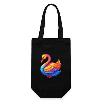 Swan Colorful Kawaii Cartoon Character Clipart - Gift Bag for Bottles - black - Front
