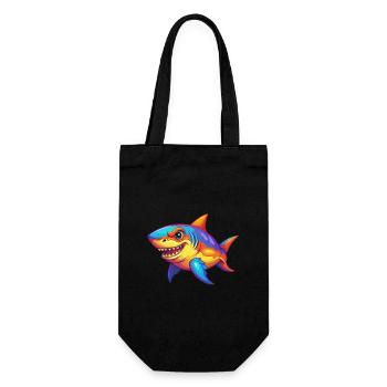 requin coloré kawaii dessin animé personnage clipart - Sac à bouteille - noir - Devant