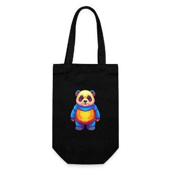 Panda Bunte Kawaii Cartoon Figur Clipart - Geschenkbeutel für Flaschen - Schwarz - Vorne