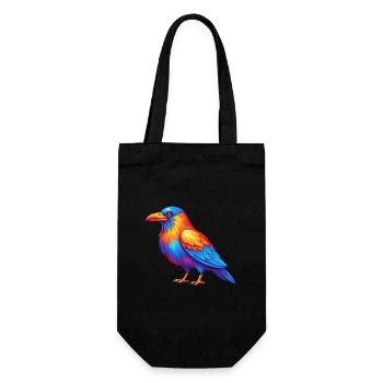 Crow Colorful Kawaii Cartoon Character Bird - Gift Bag for Bottles - black - Front
