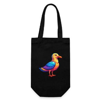 Seagull Colorful Kawaii Cartoon Character Bird - Gift Bag for Bottles - black - Front