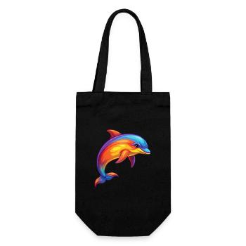 Gewöhnlicher Delfin Buntes Kawaii Cartoon Meerestier - Geschenkbeutel für Flaschen - Schwarz - Vorne