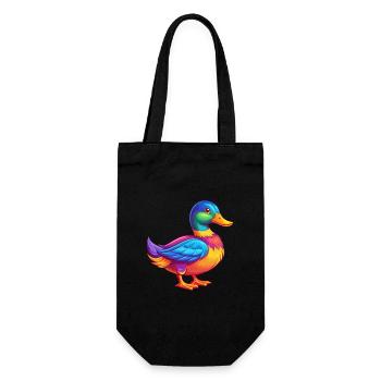 Mallard Colorful Kawaii Cartoon Character Bird - Gift Bag for Bottles - black - Front