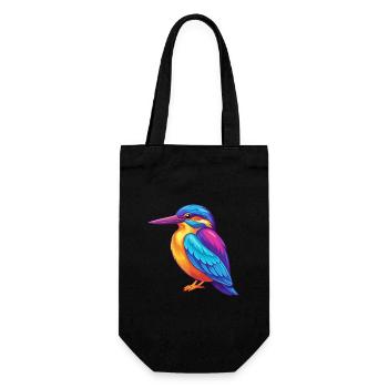 Eisvogel Bunte Kawaii Cartoon Figur Vogel - Geschenkbeutel für Flaschen - Schwarz - Vorne