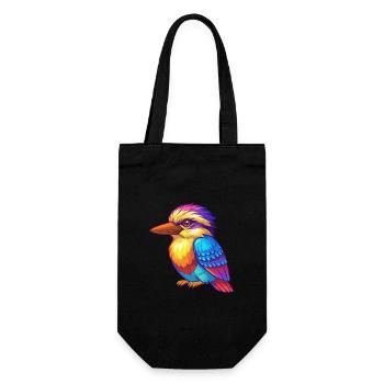 Kookaburra coloré Kawaii dessin animé Personnage Oiseau - Sac à bouteille - noir - Devant