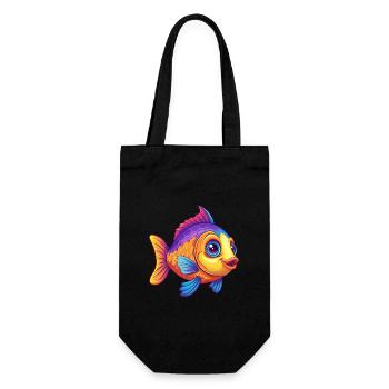 Coral Reef Fish Colorful Kawaii Cartoon Sea Animal - Gift Bag for Bottles - black - Front