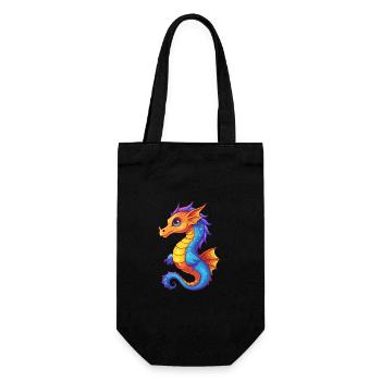 Sea Dragon Colorful Kawaii Cartoon Sea Animal - Gift Bag for Bottles - black - Front