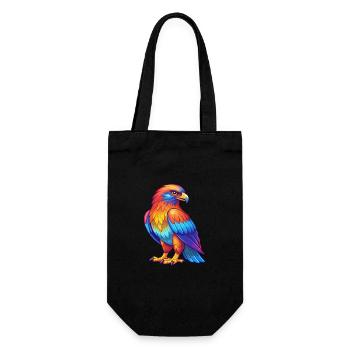 Hawk Colorful Kawaii Cartoon Character Bird - Gift Bag for Bottles - black - Front