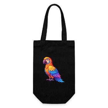 Parrot Colorful Kawaii Cartoon Character Bird - Gift Bag for Bottles - black - Front