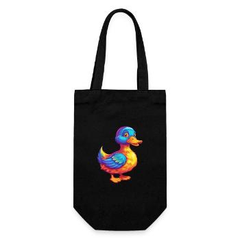 Duck Colorful Kawaii Cartoon Character Bird - Gift Bag for Bottles - black - Front