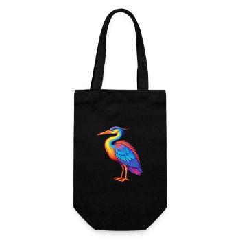 Großer blauer Reiher bunter Kawaii Cartoon Vogel - Geschenkbeutel für Flaschen - Schwarz - Vorne