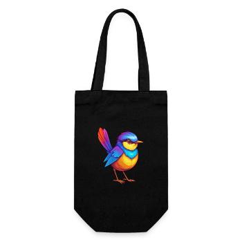Fairywren coloré Kawaii dessin animé Personnage Oiseau - Sac à bouteille - noir - Devant