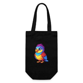 Cuckoo Colorful Kawaii Cartoon Character Bird - Gift Bag for Bottles - black - Front