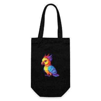 Kakadu Bunte Kawaii Cartoon Figur Vogel - Geschenkbeutel für Flaschen - Schwarz - Vorne