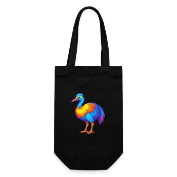 Cassowary Colorful Kawaii Cartoon Character Bird - Gift Bag for Bottles - black - Front