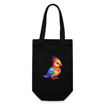 calopsitte coloré Kawaii personnage de dessin animé oiseau - Sac à bouteille - noir - Devant