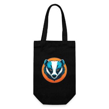 blaireau mignon kawaii dessin animé clipart animal de compagnie logo - Sac à bouteille - noir - Devant