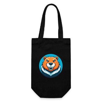 Beaver Cute Kawaii Cartoon Clipart Animal Pet Logo - Gift Bag for Bottles - black - Front