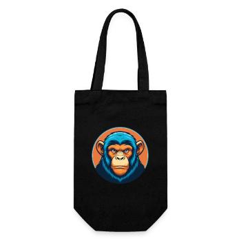 Chimpanzee Cute Kawaii Cartoon Animal Pet Logo - Gift Bag for Bottles - black - Front