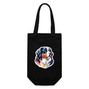 Berner Sennenhund Wasserfarben - Geschenkbeutel für Flaschen - Schwarz - Vorne