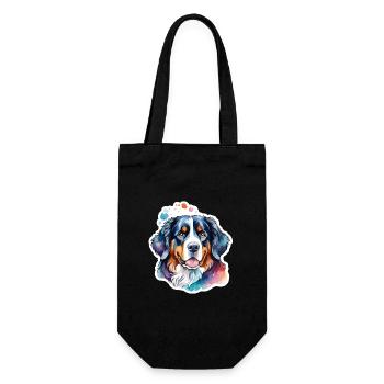 Berner Sennenhund Wasserfarben - Geschenkbeutel für Flaschen - Schwarz - Vorne