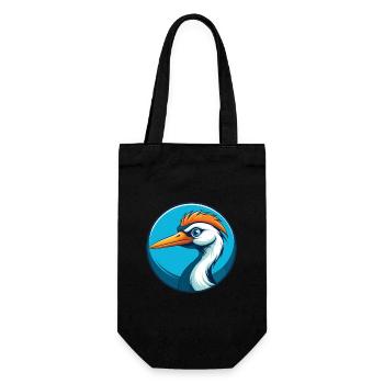 grue mignon kawaii dessin animé clipart animal animal de compagnie logo - Sac à bouteille - noir - Devant