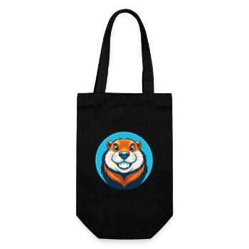 Gopher Cute Kawaii Cartoon Clipart Animal Pet Logo - Gift Bag for Bottles - black - Front