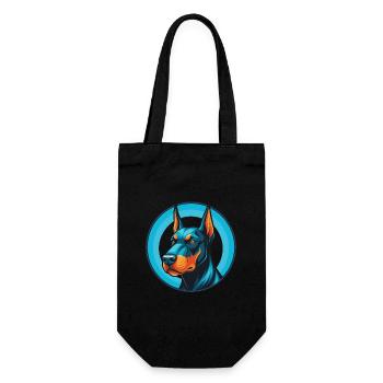 Dobermann chien mignon kawaii dessin animé animal de compagnie logo - Sac à bouteille - noir - Devant