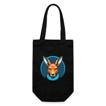 Kangaroo Cute Kawaii Cartoon Animal Pet Logo - Gift Bag for Bottles - black - Front