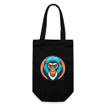 Mandrill mignon Kawaii dessin animé Animal Animal Pet Logo - Sac à bouteille - noir - Devant