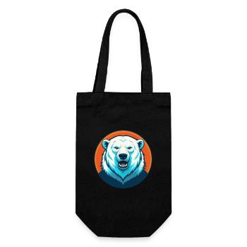 ours polaire mignon Kawaii dessin animé animal de compagnie logo - Sac à bouteille - noir - Devant