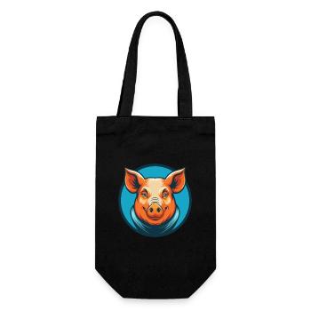 Schwein Niedlich Kawaii Cartoon Clipart Tier Haustier Logo - Geschenkbeutel für Flaschen - Schwarz - Vorne