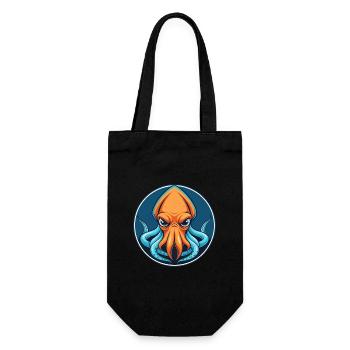 Squid Cute Kawaii Cartoon Clipart Animal Pet Logo - Gift Bag for Bottles - black - Front