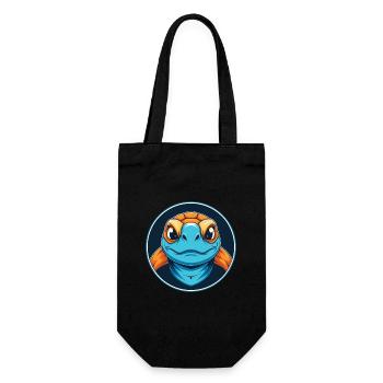 Turtle Cute Kawaii Cartoon Clipart Animal Pet Logo - Gift Bag for Bottles - black - Front